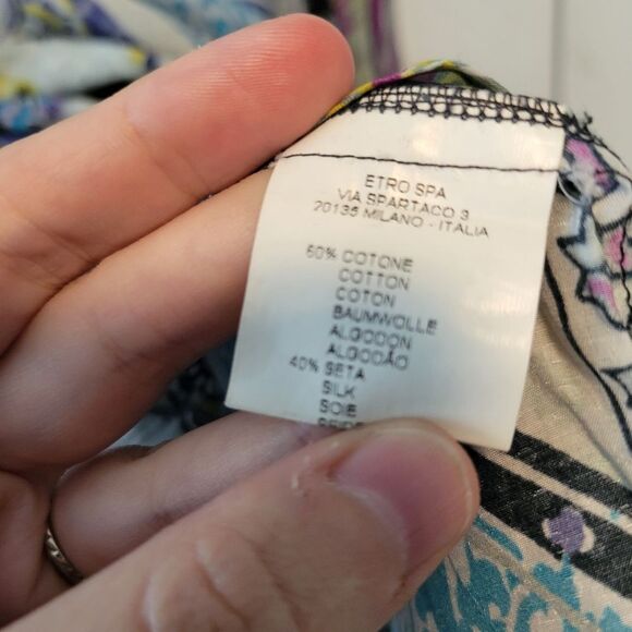 Etro Paisley Print Tunic Long Sleeve Blouse Size 42 (6) Silk Blend Multicolor - Picture 5 of 5